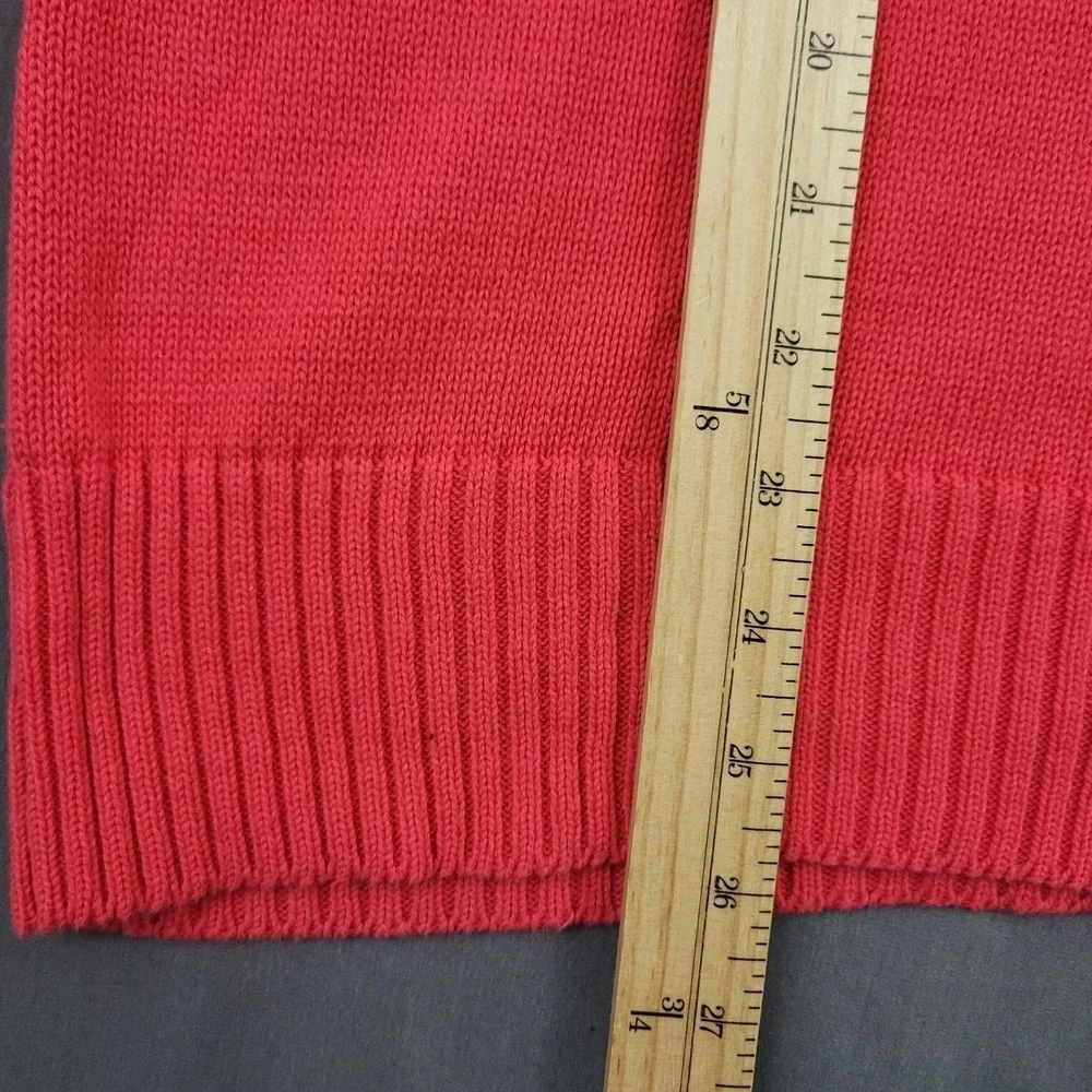 Karen Scott Woman 1X Coral Pink 100% Cotton Boat Neck‎ 3/4 Sleeve Button Sweater